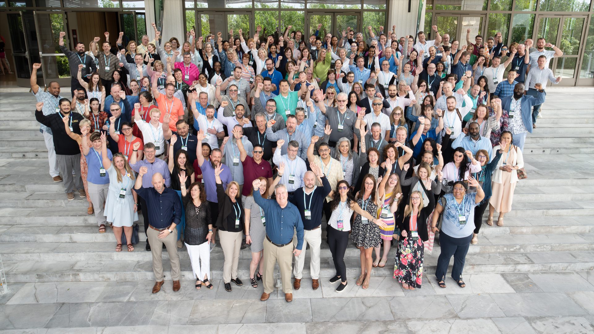 Corporate group photo Hilton Cancún incentive event
